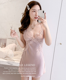 【2点 ドレス+コート】Tバック付き ベビードール レース スリング パジャマ ドレス シースルー 透け レース Vネック スリップ ランジェリー XY-XE-2194