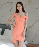 ミニドレス キャバドレス かわいい ワンショルダー ドレス パーティードレス MY2-ZED889538BM131