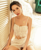 【2点セット】夏 ルームウェア パジャマ レース かわいい 涼しい MY8-GR321