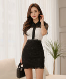 同伴 着回し かわいい レース 刺繡 ミニドレス レディース MY2090-ZED88904NVC415