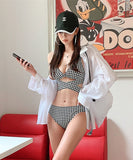 ビキニ レディース 水着  黒 白 チェック柄 2点セット セクシー ビキニセット 女性用水着 タンキニ 三角ビキニ Bikini  XY-DP-A29494