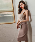 ひざ丈 レース 着痩せ ゴージャス 着回し 二次会 結婚式 ミニドレス タイトドレス MY2-ZED88776E