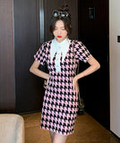 【2色】ミニドレス キャバドレス 千鳥格子 かわいい 新 作ゴージャス MY2-SX9109