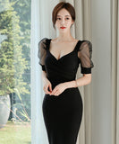 ミニドレス 韓国 ゴージャス 袖付き レース 高見え セール 新作ドレス レディース MY2-MLS4893