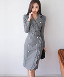 千鳥格子 冬コーデ 通勤 大人可愛い Ⅴネック セクシー エレガント 気質 XH2-ZED88752E