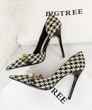 【2色】千鳥格子 新作 ハイヒール ゴージャス 高級感 MY5-DS-8829-1