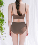 水着 レディース ビキニ 2点セット カシュクール バックシャン ワイヤーあり 無地 シンプル  ホルターネック 小胸 バスト 盛れる 大人 ミセス セクシー かわいい XY-DP-A18783