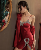 【2点 ドレス+コート】セクシー ランジェリー 大きいサイズ ベビードール シースルー レース Tバッグ セット XY-XE-2127