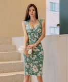 春新作 清楚感 ゴージャス Vネック sexy ワンピース ミニドレス ドレス MY2-ZED885951A71