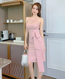 ミニドレス タイトドレス かわいい ピンク レース 高級感 MY2-JY9291