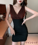 ピカピカ ディープⅤネック セクシー魅了 肌見せ キャバドレス ミニドレス MY2146