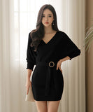 【2色】ミニドレス キャバドレス 袖付き 新作 ゴージャス 高見え MY2-ZED889526B