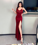 秋 新作 ベルベット 肌触りの良い 柔らかい セクシー 脚長効果 ロングドレス キャバドレス MY2143-MLS2964