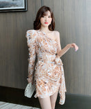 ミニドレス レース かわいい ゴージャス ワンショルダー パーティー MY2-JY4314