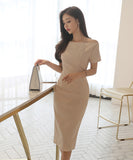 ワンショルダー ドレス パーティードレス 結婚式 二次会 ひざ掛け ドレス 同伴 アフター MY2-ZED883753BX