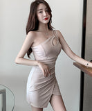 【3色】非対称 谷間魅せ セクシー キャバドレス 肌見せ XH2-MLS4188B