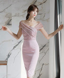 膝丈ドレス エレガント チュール キラキラ 宴会 気質 XH2-ZED889199NV171