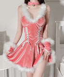 【3点セット】コスプレ サンタ服 ミニドレス キャバドレス フランネル かわいい ふわふわ MY2-GR1958