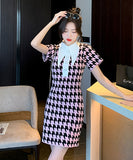 【2色】ミニドレス キャバドレス 千鳥格子 かわいい 新 作ゴージャス MY2-SX9109