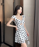 4色 春夏 新作 大人 かわいい 肌見せ 水玉柄 清楚感 ミニドレス キャバドレス MY2-MLS7002