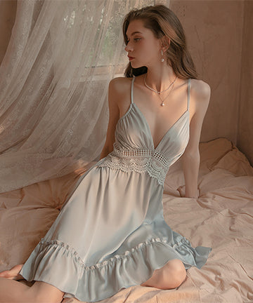 【4色】セクシー パジャマ 透かし彫り かわいい レース バックレス ルームウェア XH8-GR1290