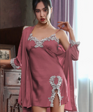 【2点 ドレス+コート】セクシー ランジェリー 大きいサイズ ベビードール シースルー レース Tバッグ セット XY-XE-2127