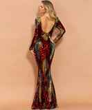 パーティードレス ロングドレス キラキラ 長袖 着痩せ高品質匠 XY2-PC-FT19747