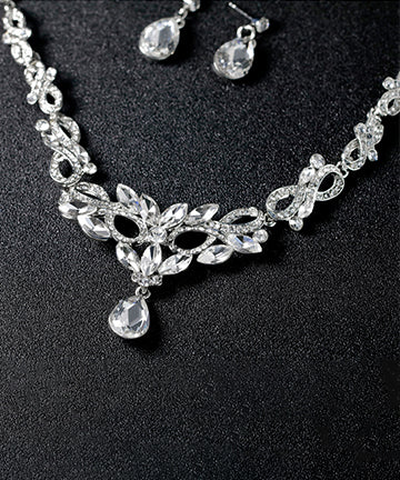首飾りセット 華奢 ダイヤモンド ネックレス ピアス キラキラ XH3-DBHB-CA624-A