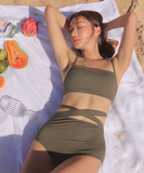 水着 レディース ビキニ 2点セット カシュクール バックシャン ワイヤーあり 無地 シンプル  ホルターネック 小胸 バスト 盛れる 大人 ミセス セクシー かわいい XY-DP-A18783