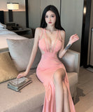 2色 ロングドレス キャバドレス セクシー レース 谷間魅せ 新作 美脚効果 指名 パーティー MY2-MLS6085