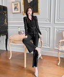 【上下セット】ワイドパンツ着瘦せ キャバスーツ 新作 高級感 MY2-JY5236