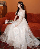 レース 高見え キラキラ 宴会 パーティー ロングドレス 婚活 結婚式 MY2121