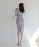 ひざ丈ドレス ロングドレス 新作 レース 高品質 ゴージャス MY2-ZED887602E49