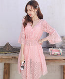 セパレート 水着 3点セット タンキニ ビキニ ガウン   体型カバー  レディース XY-DS-668090