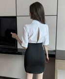 キャバドレス ミニドレス 背露出 セクシー Vネック 谷間魅せ MY2-YM8569