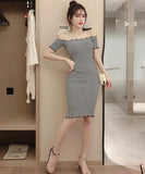 大人 かわいい ストライプ柄 激得 人気 谷間魅せ MY2071