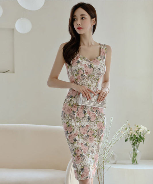 花柄 リボン 大人かわいい 清楚感 レディース 超人気 パーティードレス ロングドレス MY2156-MLS5409