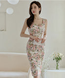 花柄 リボン 大人かわいい 清楚感 レディース 超人気 パーティードレス ロングドレス MY2156-MLS5409