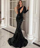 キャバドレス ロングドレス ピカピカ ワンショルダー セクシー 谷間魅せ XY2-PC-M0803