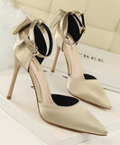 10cmヒール ハイヒール リボン 新作 かわいい 脚長効果 セクシー MY5-DS-5196-1