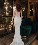 【3色】ナイトドレス キラキラ 谷間魅せ 誕生日 宴会 背露出 セクター 高級感 XH2-YFTK1126