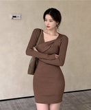 4色 韓国ファッション 姉 ゴージャス 最新デザイン ミニドレス パーティードレス XY2-MLS5816
