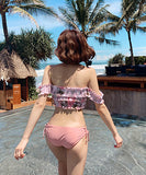 花柄 ビキニ プリーツ 可愛い 韓国スタイル 水着 ストラップ XH7-DP- A19278