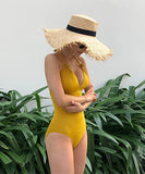 【２色】水着 着瘦せ 谷間魅せ セクシー 色鮮やか バックレス XH7-DP-A19411