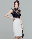 【上下セット】透け感 セクシー 新作 レース 着瘦せドレス キャバドレス MY2-ZED885236GT525