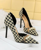 【2色】千鳥格子 新作 ハイヒール ゴージャス 高級感 MY5-DS-8829-1