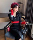 ドレス 女性 ニット 2色 レディース ロングドレス同伴 二次会 新作 XY2-ZRD887725E49