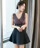 2色 ミニドレス Aライン 新作 キラキラ レース かわいい MY2-XYD2121