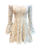 レース 長袖 高見え Aライン 体型カバー ミニドレス キャバドレス XY2-YM8531