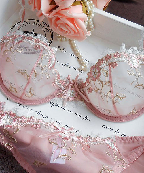 【３色・上下セット】レース 透け感 セクシー ブラ 下着 新作 かわいい MY9-XQ9126